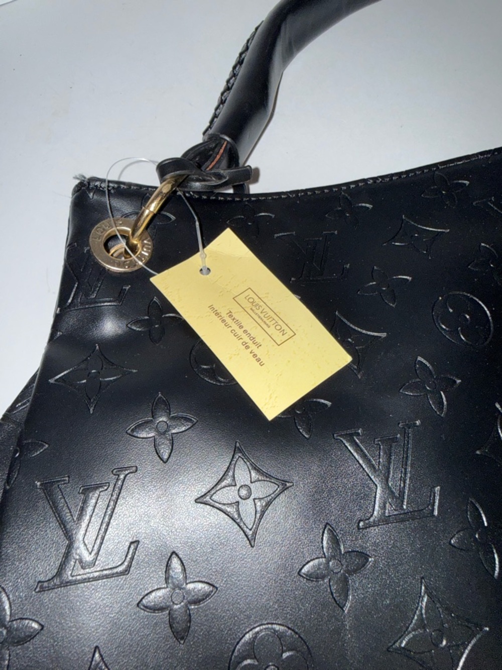 Black Monogram Embossed Leather Shoulder Bag - Picture 3 of 5